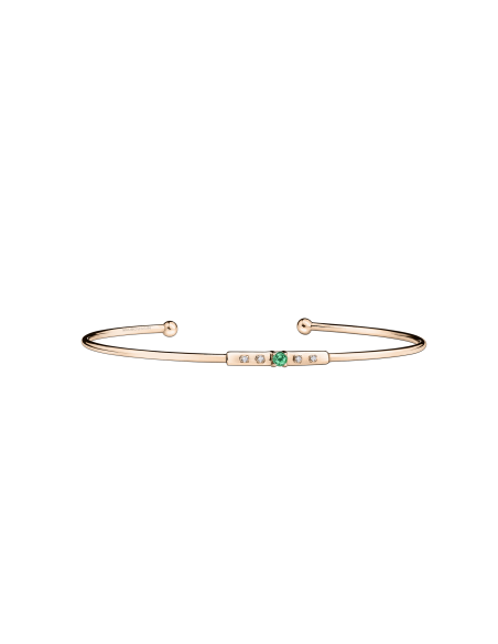 Bracelet capsule d'émotions Or rose pierre de centre Emeraude 0,06 ct pavage diamants 0,024 ct