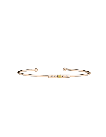 Bracelet capsule d'émotions Or rose pierre de centre saphir jaune 0,06 ct pavage diamants 0,024 ct